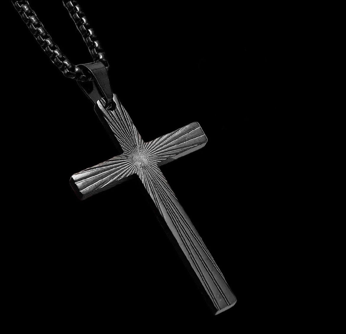 Refracted Light Cross Necklace – Stainless Steel Minimalist Pendant
