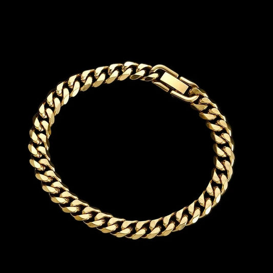 Gold & Black Cuban Bracelet – Stainless Steel Chain