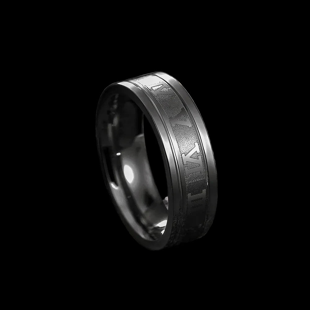 Roman Numeral Stainless Steel Ring – Luxury Minimalist Band