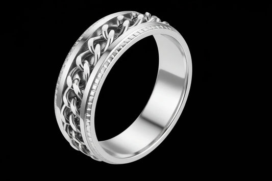 Chain Spinner Ring- Stainless Steel - Rotating Band Collection