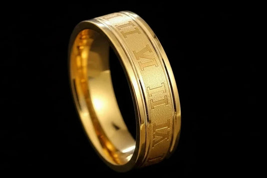 Roman Numeral Stainless Steel Ring – Vintage Luxury Band