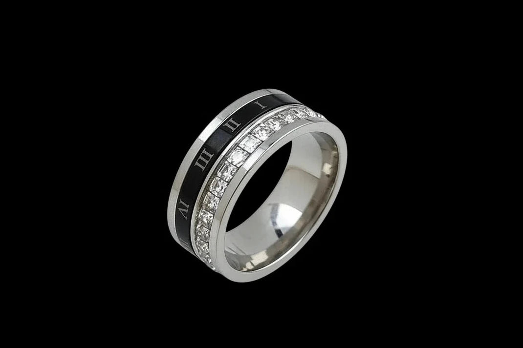 Roman Numeral Ring – Stainless Steel Band