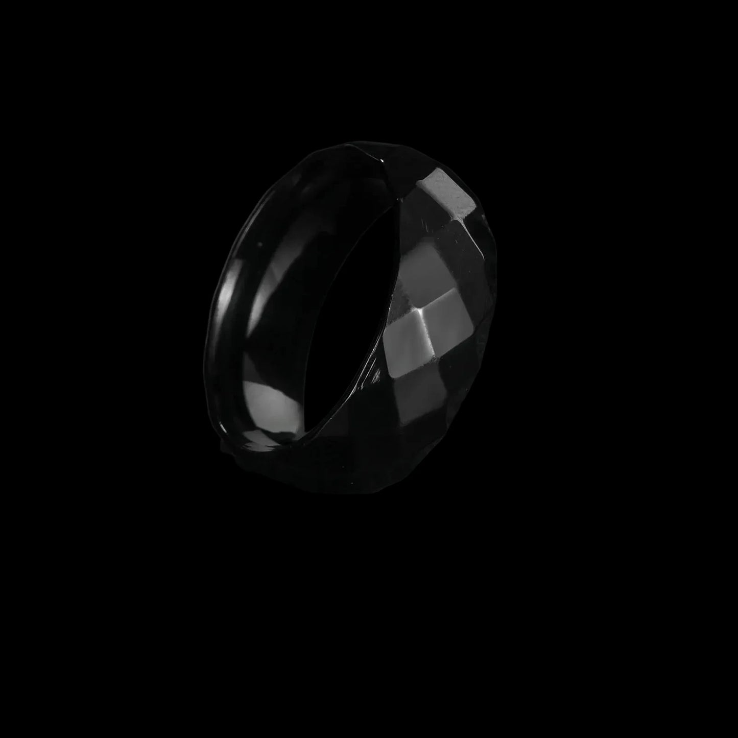 Faceted Stainless Steel Ring –Polished Band