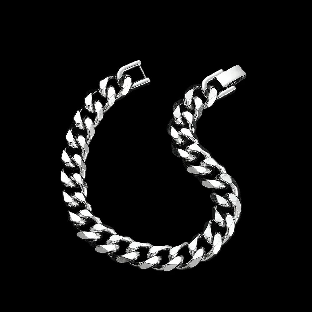 Gold & Black Cuban Bracelet – Stainless Steel Chain