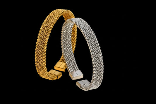 Luxe Mesh Cuff Bracelet – Stainless Steel Open Bangle