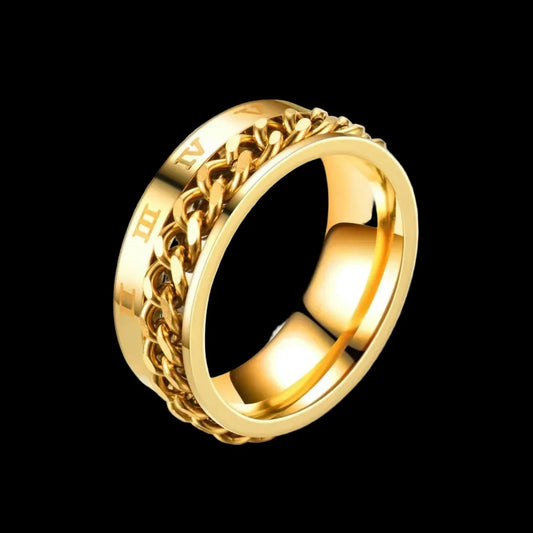Roman Numeral Spinner Ring – Stainless Steel Cut