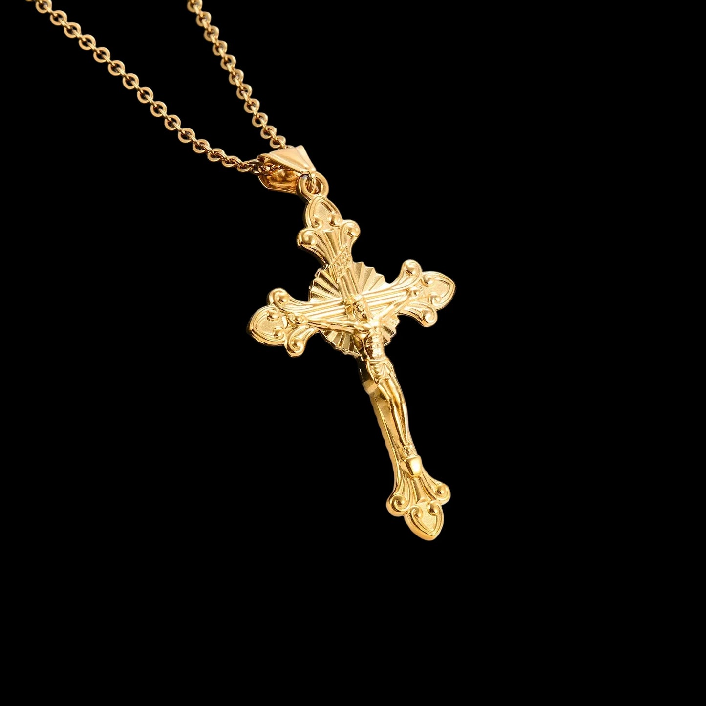 Premium Gold Cross Pendant Necklace – Stainless Steel Chain