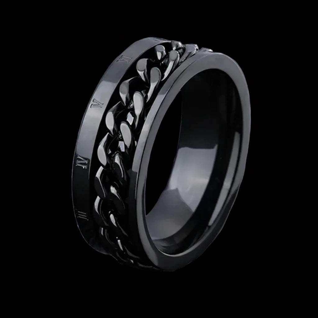 Luxury Roman Numeral Spinner Ring – Stainless Steel | Rotating Band Collection