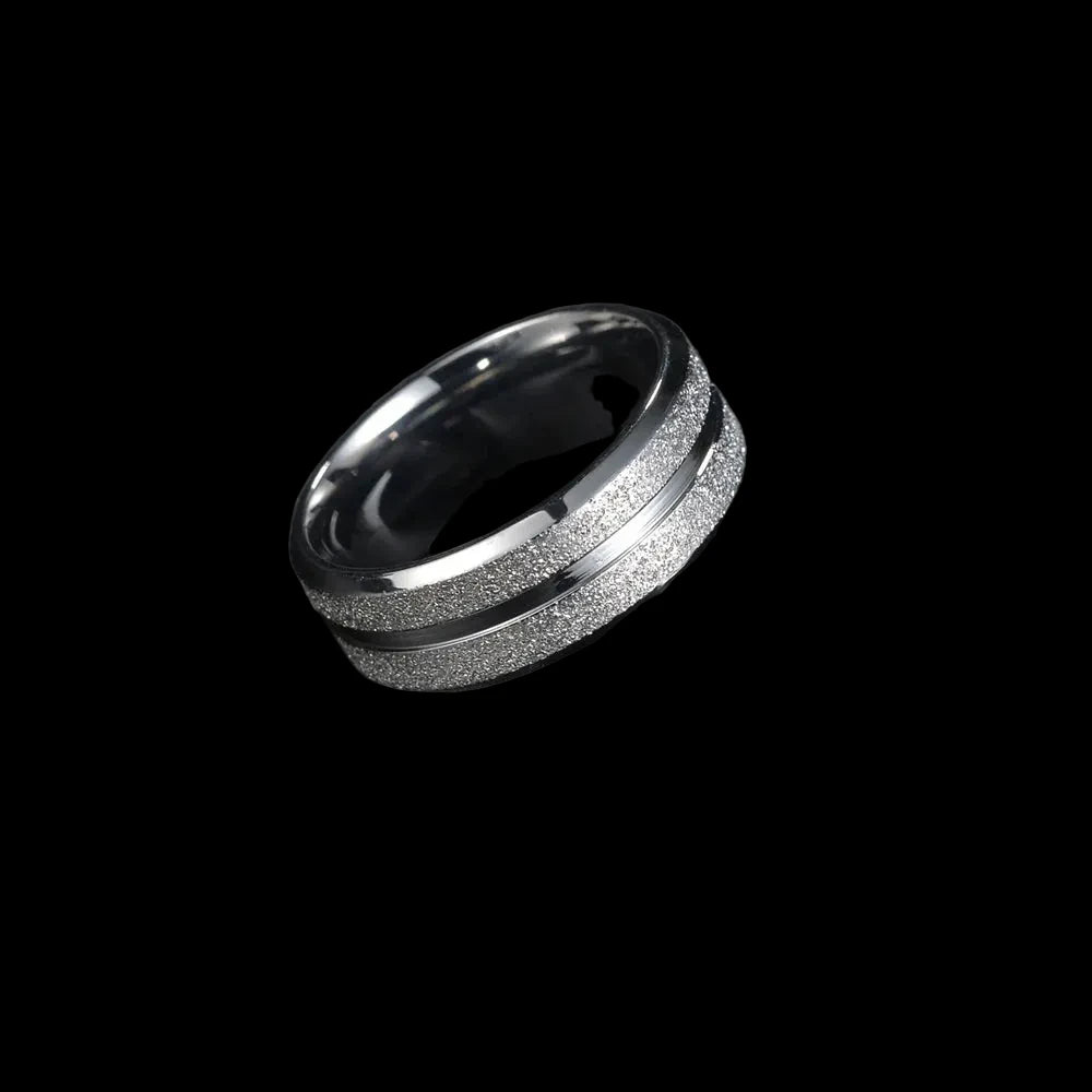 Frosted Stainless Steel Ring – Sandblasted Finish Band