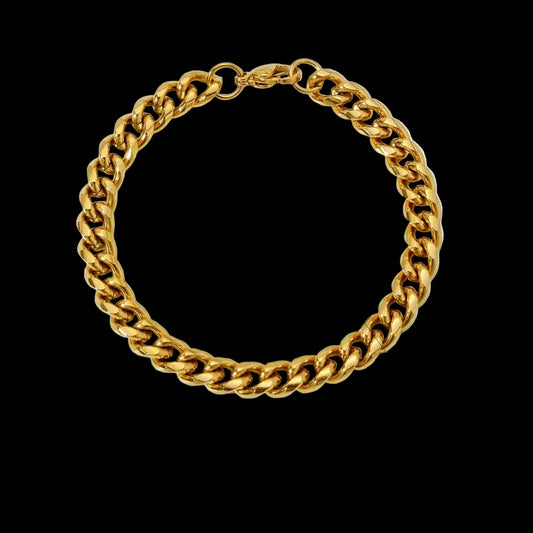 Gold Cuban Link Bracelet – Minimalist Stainless Steel Chain