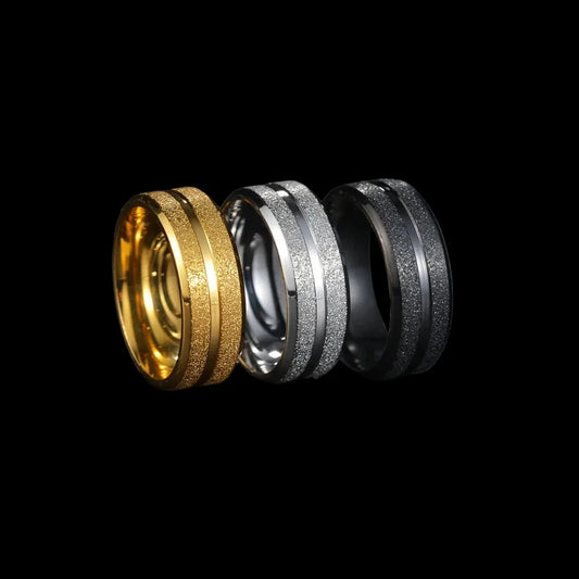 Frosted Stainless Steel Ring – Sandblasted Finish Band