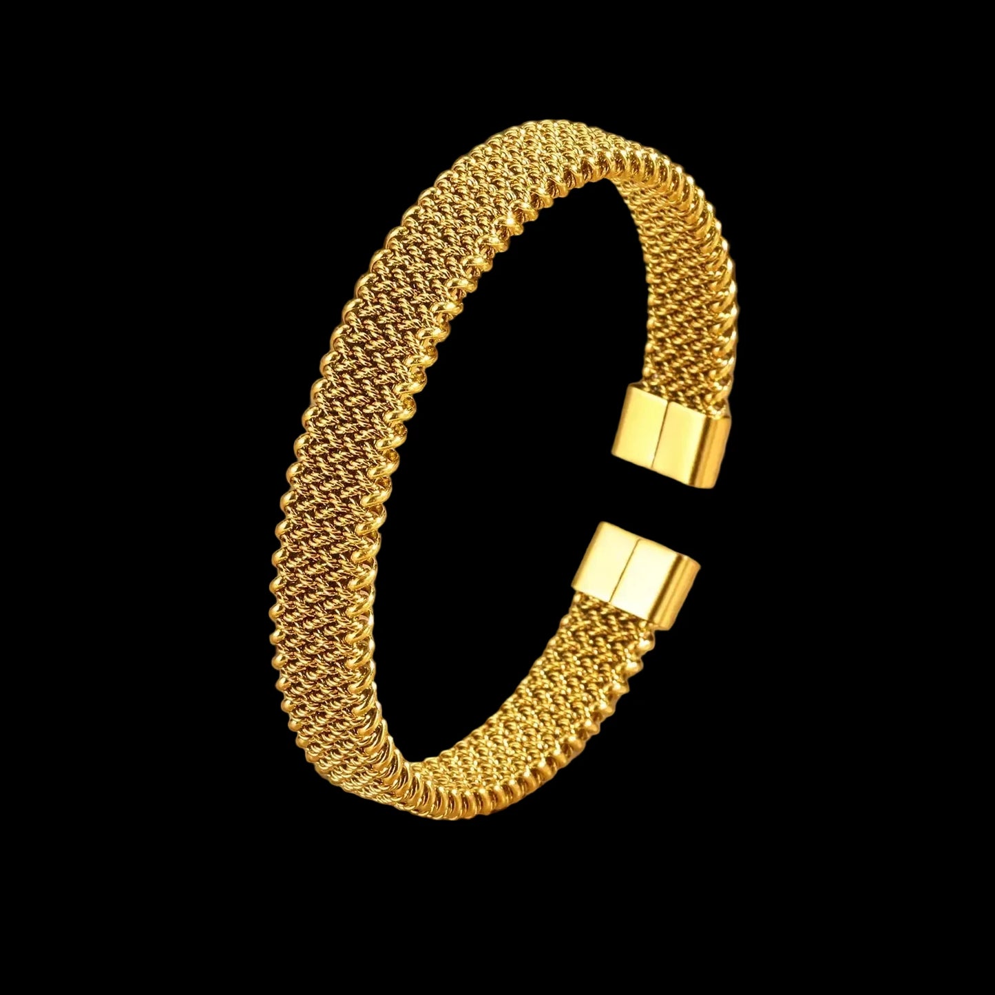 Luxe Mesh Cuff Bracelet – Stainless Steel Open Bangle