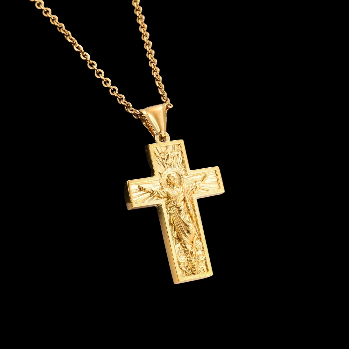 Premium Gold Cross Pendant Necklace – Stainless Steel Chain