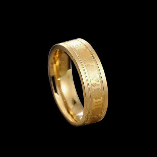 Roman Numeral Stainless Steel Ring – Luxury Minimalist Band