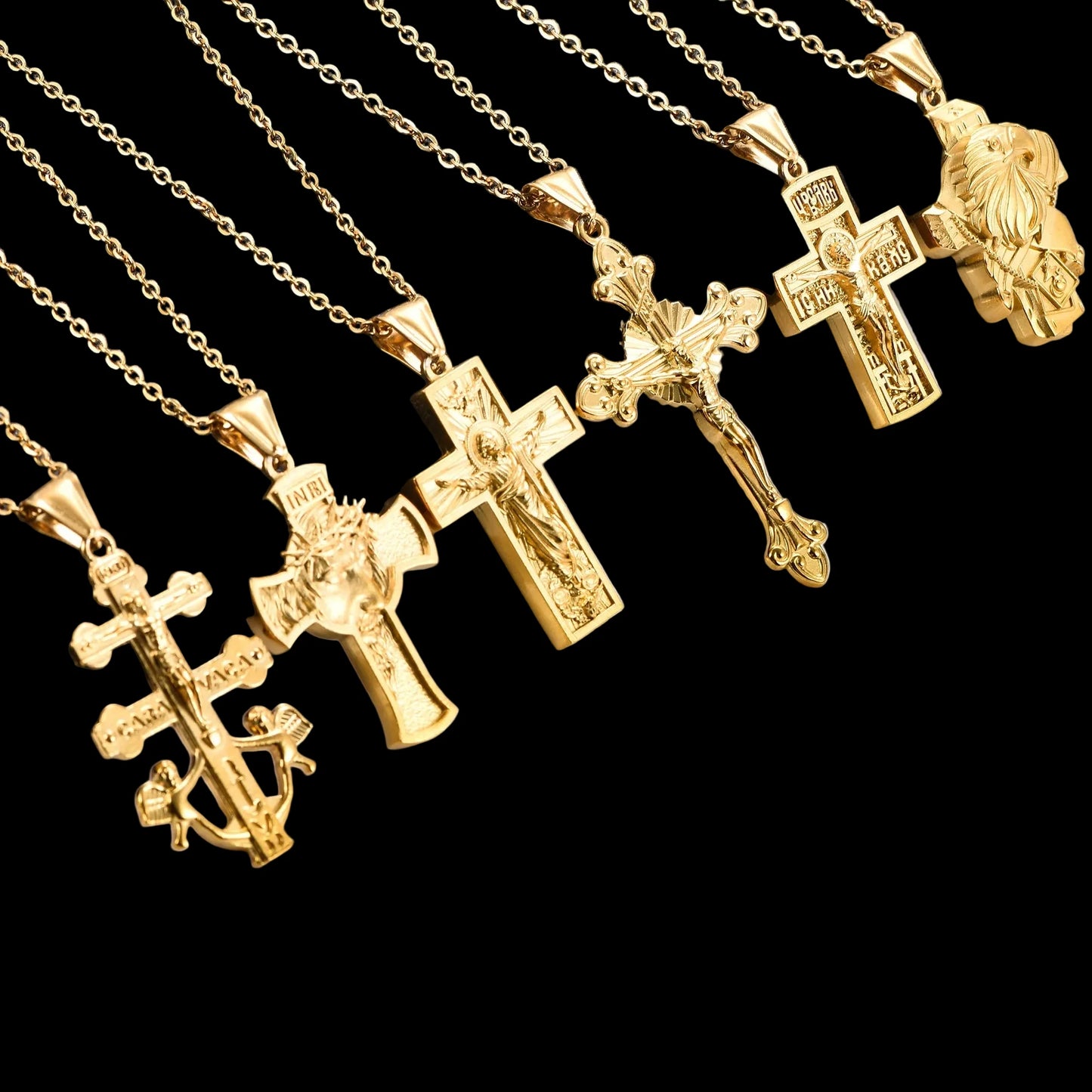Premium Gold Cross Pendant Necklace – Stainless Steel Chain