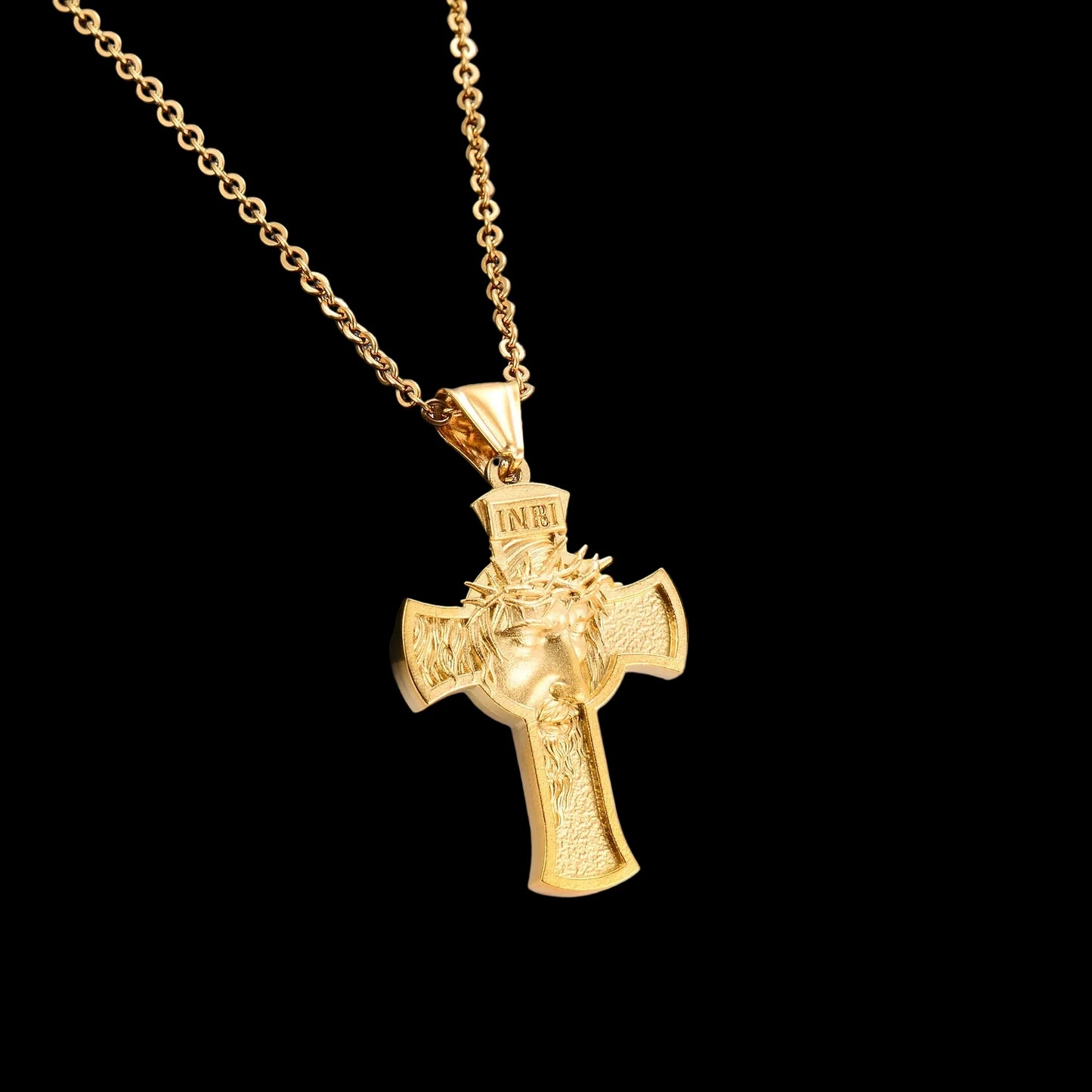 Premium Gold Cross Pendant Necklace – Stainless Steel Chain