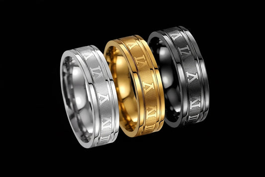 Roman Numeral Stainless Steel Ring – Vintage Luxury Band