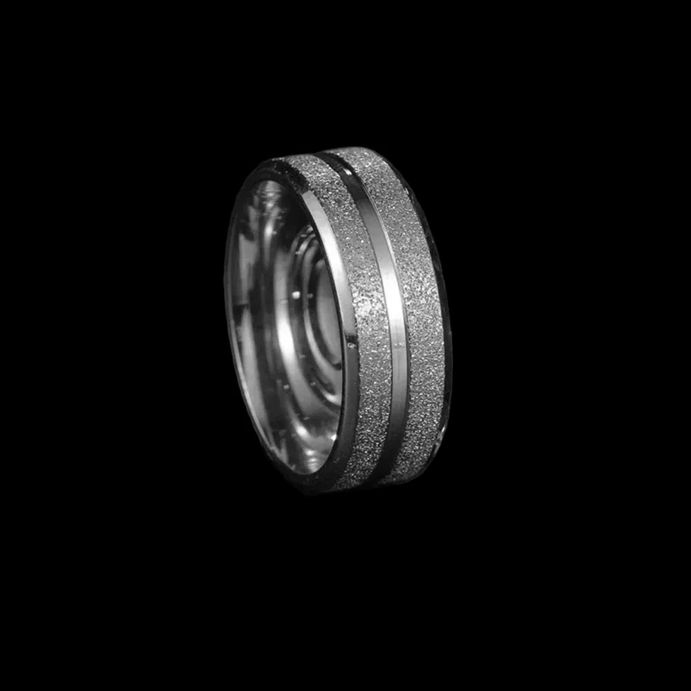 Frosted Stainless Steel Ring – Sandblasted Finish Band