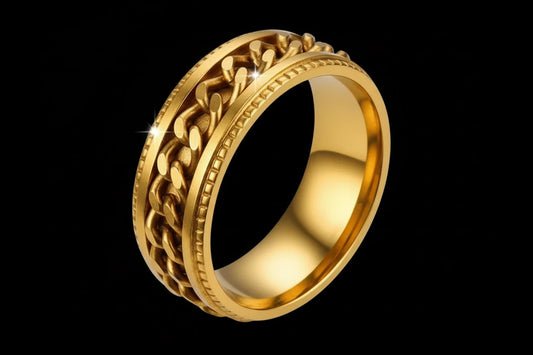 Chain Spinner Ring- Stainless Steel - Rotating Band Collection