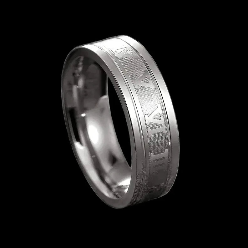 Roman Numeral Stainless Steel Ring – Vintage Luxury Band