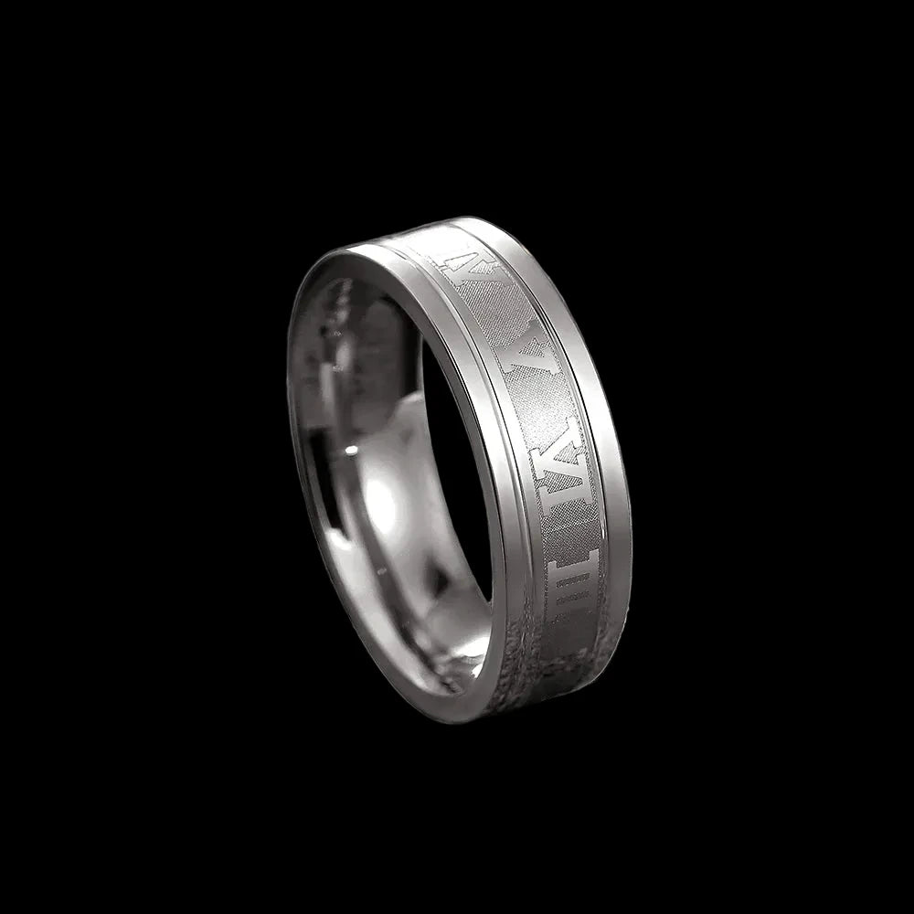 Roman Numeral Stainless Steel Ring – Luxury Minimalist Band